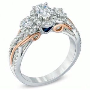 💍 Vera Wang LOVE 1 CT TW Oval Diamond Three Stone 14K Two toned Gold VINTAGE